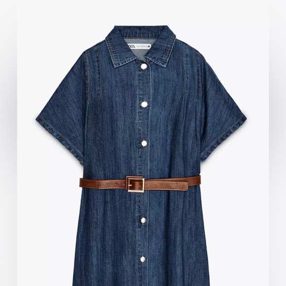 ZARA Z1975 BELTED DENIM MIDI DRESS
Color: Blue * Size: S - Picture 4 of 4